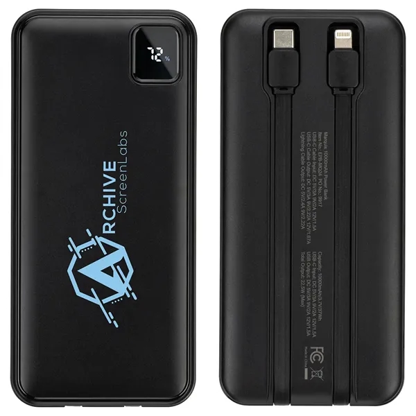 Medium Black color option for Marquis 10000m Ah 20 W Pd Power Bank With Built In Cables