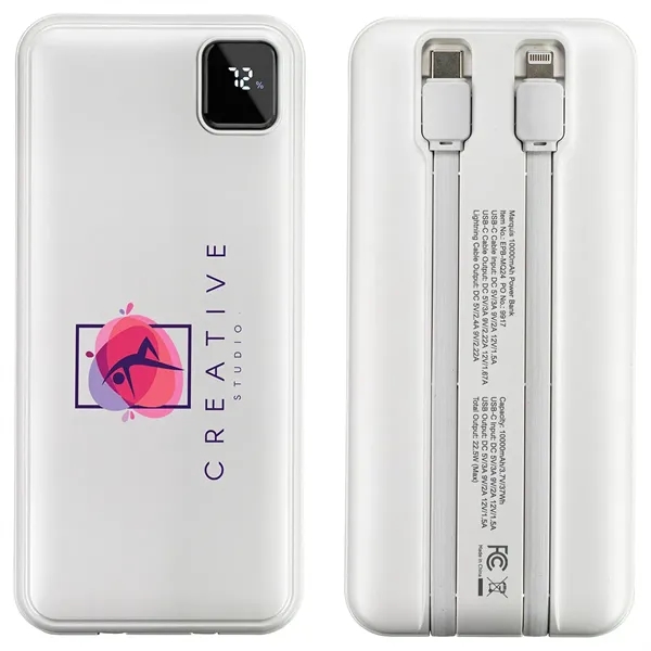 Medium White color option for Marquis 10000m Ah 20 W Pd Power Bank With Built In Cables