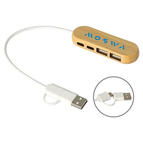 Photo of Bamboo Dual Port Usb & Type C Hub