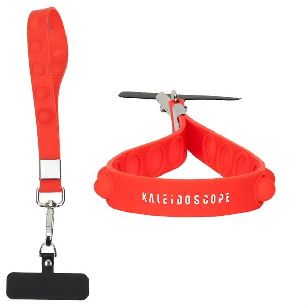 Medium Red color option for 2 In 1 Push Pop Stress Reliever Phone And Keychain Wristlet