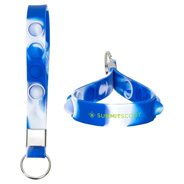 Blue/White color option for Push Pop Stress Reliever Keychain
