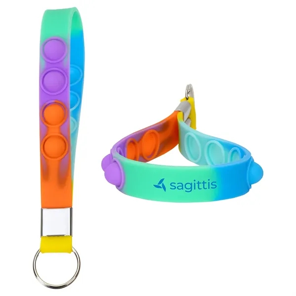 Rainbow color option for Push Pop Stress Reliever Keychain