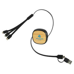 Photo of Bamboo Retractable 3 In 1 Charging Cable With Dual Inputs