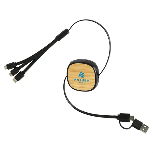 Photo of Bamboo Retractable 3 In 1 Charging Cable With Dual Inputs
