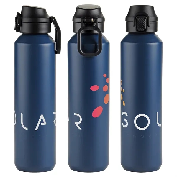 Medium Navy Blue color option for Nexus 27 Oz Recycled Aluminum Bottle With Flip Top Lid And C