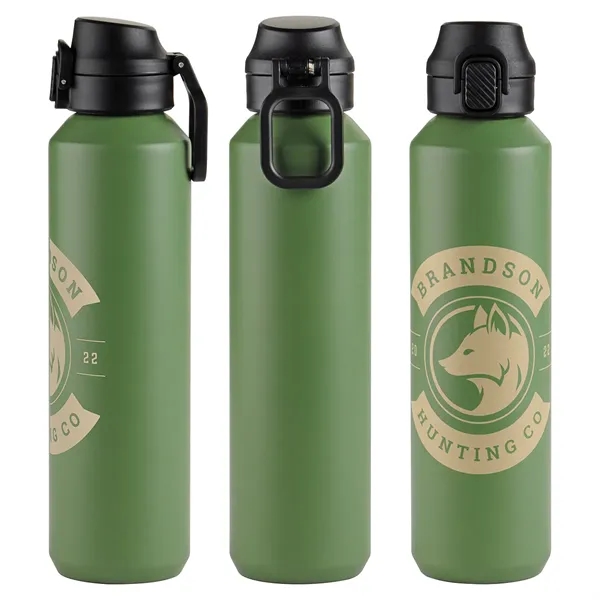 Medium Olive Green color option for Nexus 27 Oz Recycled Aluminum Bottle With Flip Top Lid And C