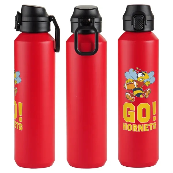 Medium Red color option for Nexus 27 Oz Recycled Aluminum Bottle With Flip Top Lid And C