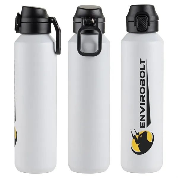 Medium White color option for Nexus 27 Oz Recycled Aluminum Bottle With Flip Top Lid And C