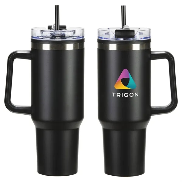 Medium Black color option for Ohana 40 Oz Stainless Steel/Polypropylene Mug With Color Mat