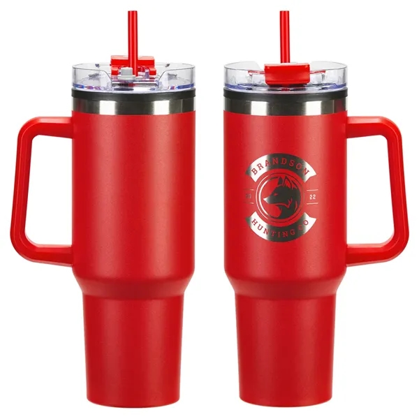 Medium Red color option for Ohana 40 Oz Stainless Steel/Polypropylene Mug With Color Mat