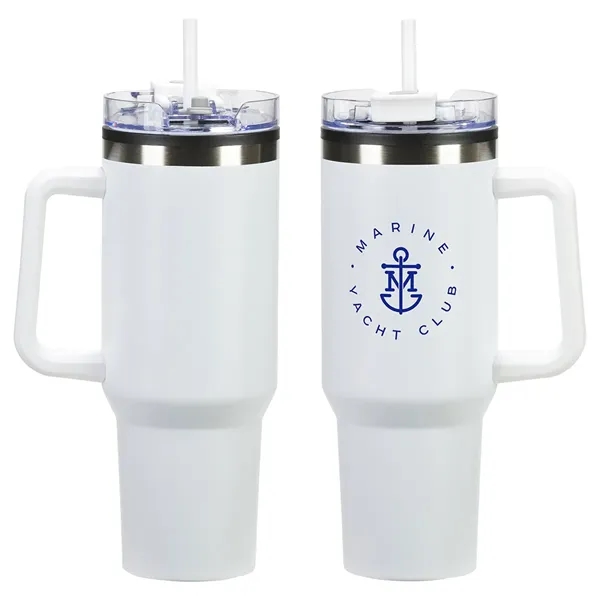 Medium White color option for Ohana 40 Oz Stainless Steel/Polypropylene Mug With Color Mat