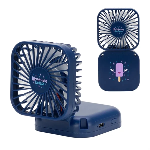 Medium Navy Blue color option for Whirlwind Mini Folding Rechargeable Fan With Lanyard