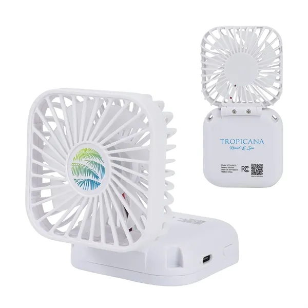 Medium White color option for Whirlwind Mini Folding Rechargeable Fan With Lanyard