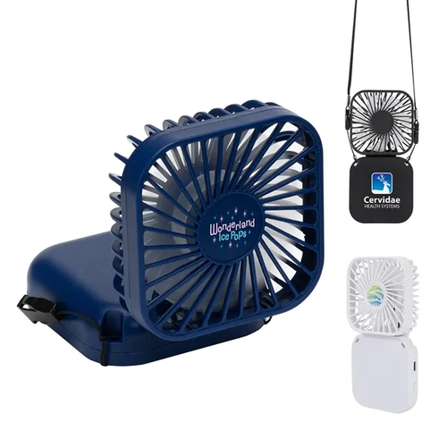 Main photo of Whirlwind Mini Folding Rechargeable Fan With Lanyard
