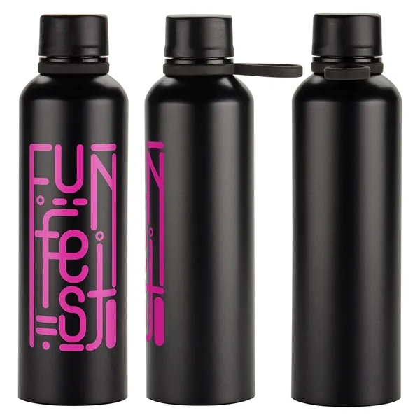 Medium Black color option for Avento 25 Oz Recycled Aluminum Bottle With Silicone Loop