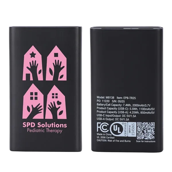 Medium Black color option for Triumph 2000m Ah Ul Listed Power Bank