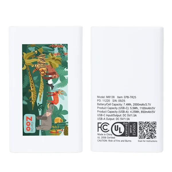 Medium White color option for Triumph 2000m Ah Ul Listed Power Bank