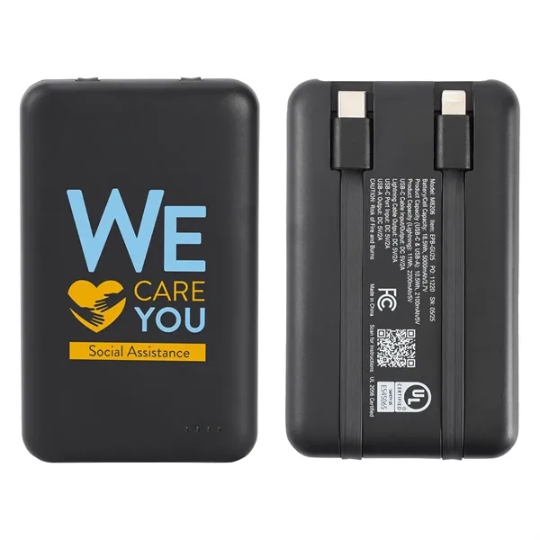Medium Black color option for Guild 5000m Ah Ul Listed Power Bank With Built In Cables