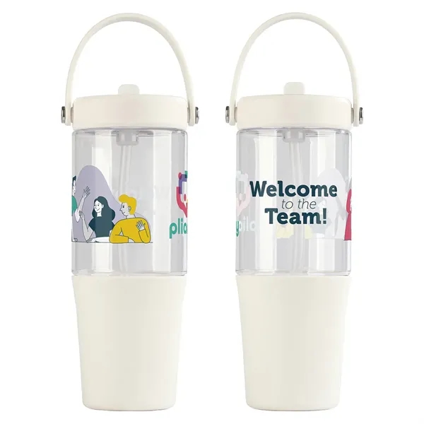 Medium White color option for Harbor 40 Oz Recycled Tumbler With Straw