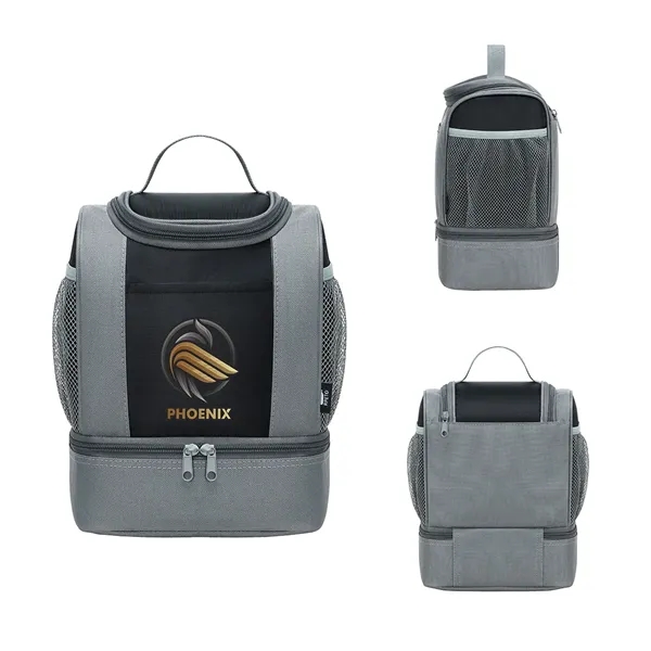 Medium Black color option for Americana Rpet 2 Compartment Lunch Cooler Bag