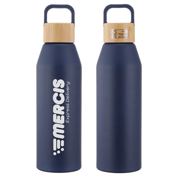 Medium Navy Blue color option for Clive 24 Oz Recycled Aluminum Bottle With Bamboo Lid