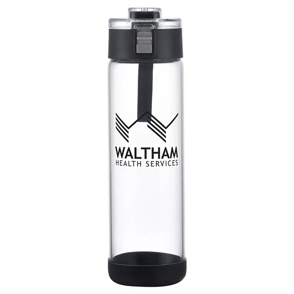 Medium Black color option for Hector 22 Oz Push Button Glass Bottle W/ Silicone Strap & Ba