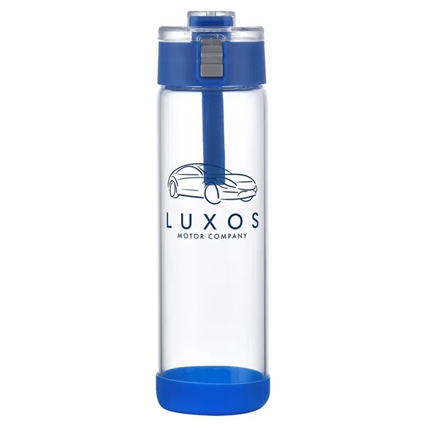 Medium Blue color option for Hector 22 Oz Push Button Glass Bottle W/ Silicone Strap & Ba