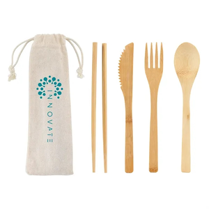 Photo of Bamboo Cutlery Set In Cotton Drawstring Pouch