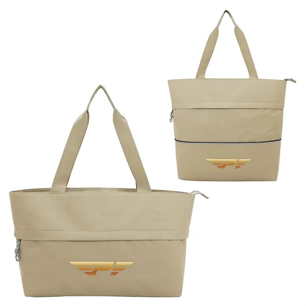 Medium Khaki color option for Rio Extendable Polyester Zippered Tote