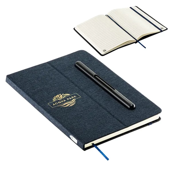 Medium Navy Blue color option for Boardroom Hardcover Journal With Built In Phone Stand And Pe