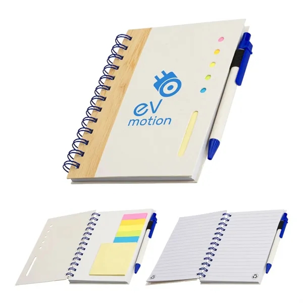 Medium Blue color option for Camber Spiral Notebook With Colorful Sticky Notes & Pen