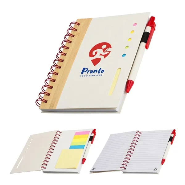 Medium Red color option for Camber Spiral Notebook With Colorful Sticky Notes & Pen