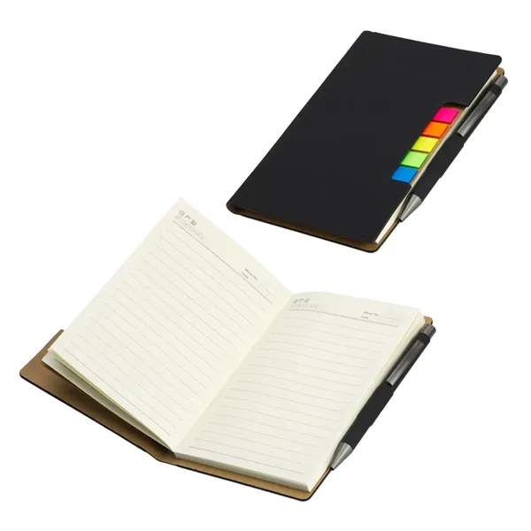 Medium Black color option for Alliance Hardcover Journal With Sticky Flags & Pen