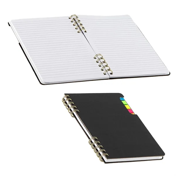 Medium Black color option for Praxis Recycled Spiral Notebook With Sticky Flags