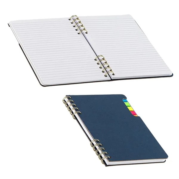 Medium Blue color option for Praxis Recycled Spiral Notebook With Sticky Flags