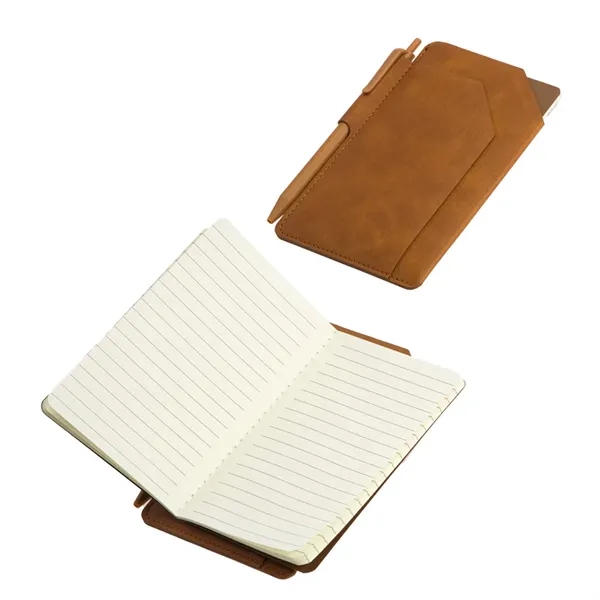 Medium Brown color option for Protege Mini Notebook With Pen & Front Pocket