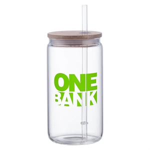 Photo of Doto 18 Oz Glass Jar W/ Straw & Bamboo Lid