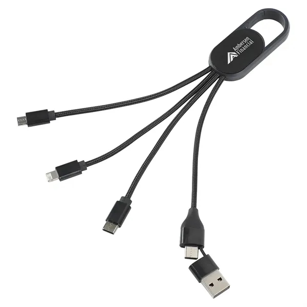 Medium Black color option for Hex 6 In 1 Light Up Charging Cable With Carabiner Clip And R