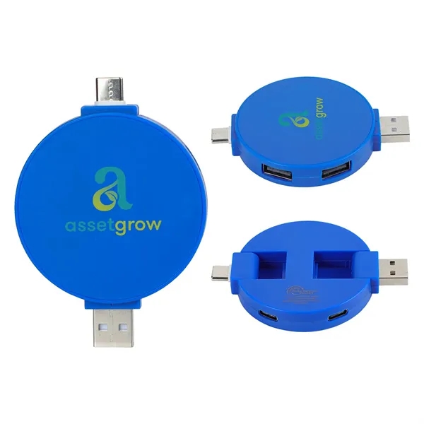 Medium Royal Blue color option for Quad 4 Port Usb C & Usb A Hub With Recycled Abs Case