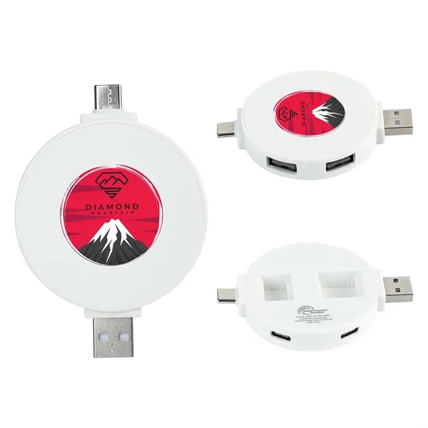 Medium White color option for Quad 4 Port Usb C & Usb A Hub With Recycled Abs Case