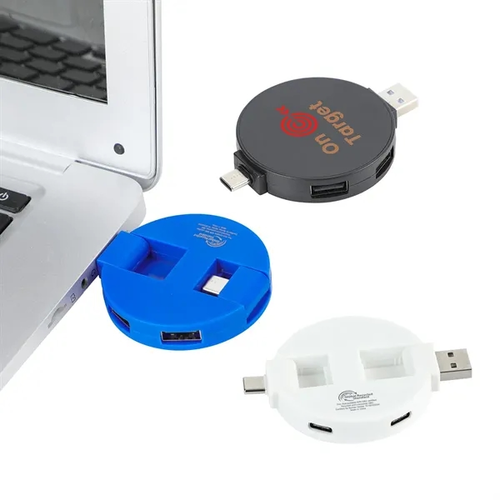 Main photo of Quad 4 Port Usb C & Usb A Hub With Recycled Abs Case