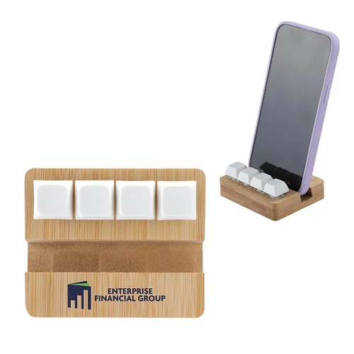 Photo of Bamboo Phone Stand With Stress Reliever Keyboard