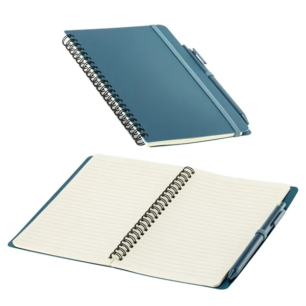 Medium Blue color option for Avignon Repreve® Recycled Hardcover Spiral Notebook With Pe