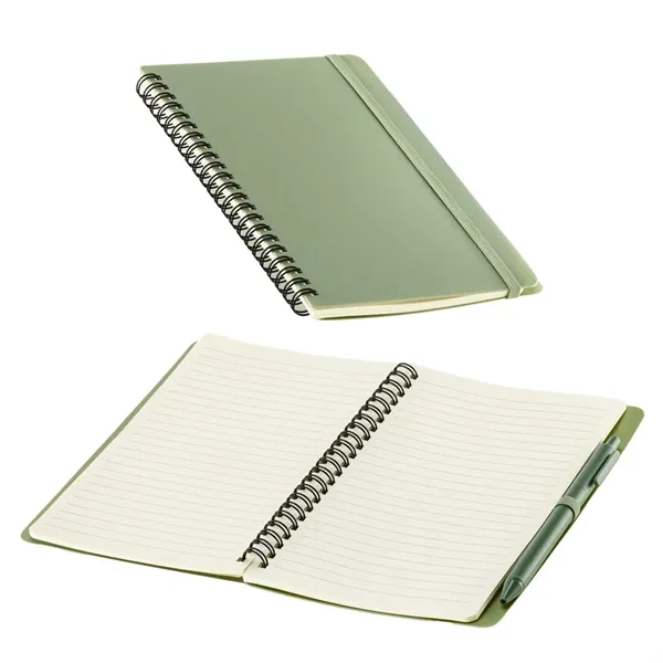 Medium Green color option for Avignon Repreve® Recycled Hardcover Spiral Notebook With Pe