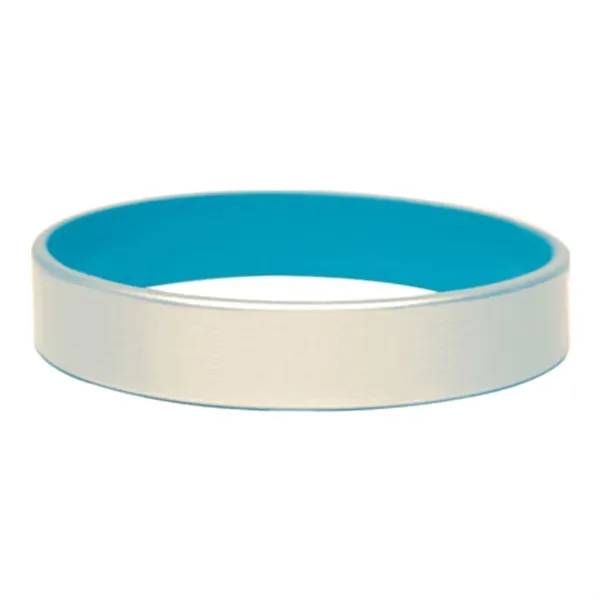 Neon Blue color option for Silver Silicone Bracelets