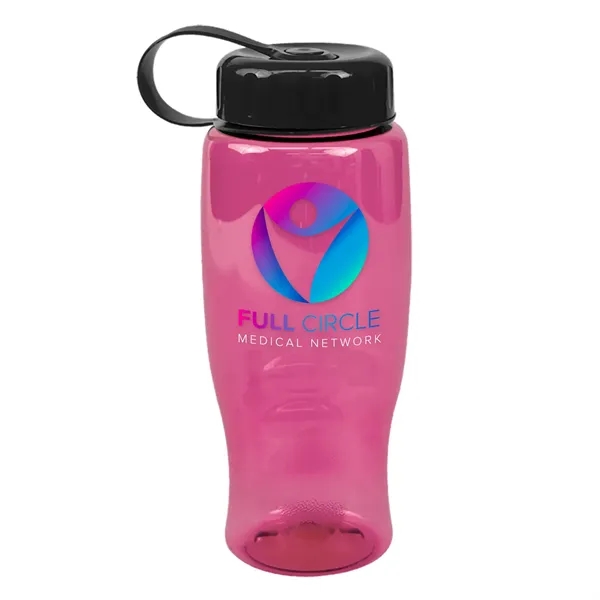 Translucent Pink color option for Garyline® Poly+ Bottle With Tethered Lid   27 Oz.