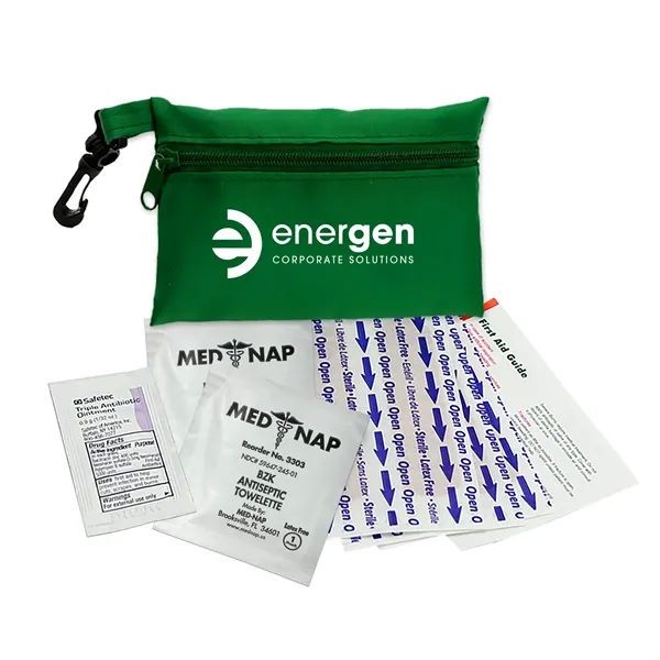 Green color option for Garyline® Zip Pouch First Aid Kit   10 Piece