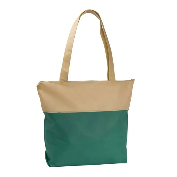 Khaki/Forest Green color option for Good Value™ Poly Pro Two Tone Zippered Tote