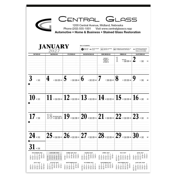 White color option for Products Large Contractor Calendar