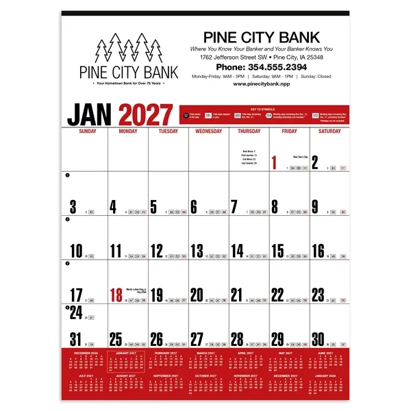 White color option for Products Yearly Record® Red Calendar